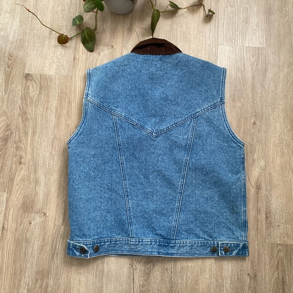 Vintage Jean Denim Corduroy Collar Vest - Picture 7 of 10